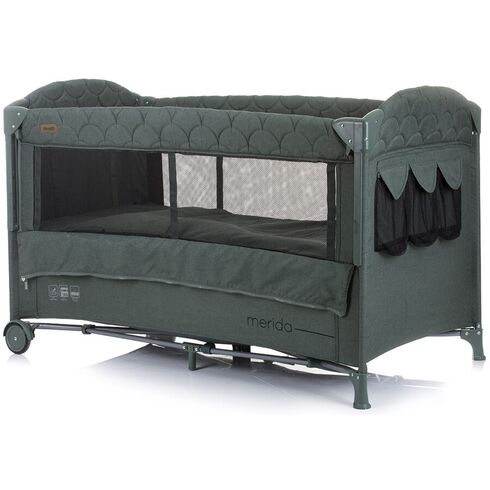 Patut pliabil Chipolino Merida aloe linen cu laterala culisanta, Culoare: Verde inchis, Dimensiuni: 120x60 - poza 4 - ExclusivMAG.ro