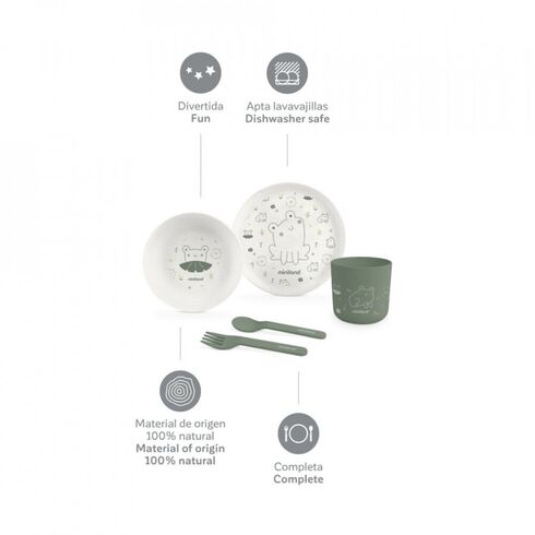 Set hranire copii Frog Miniland, Culoare: Verde,poza 2