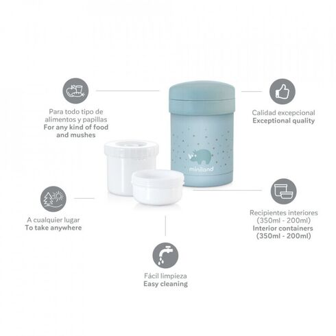 Termos Mancare Solida 700 ml Azure Miniland Baby, Culoare: Turquoise, Cantitate: 700ml,poza 2