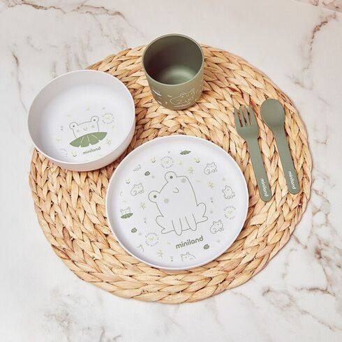 Set hranire copii Frog Miniland, Culoare: Verde,poza 3