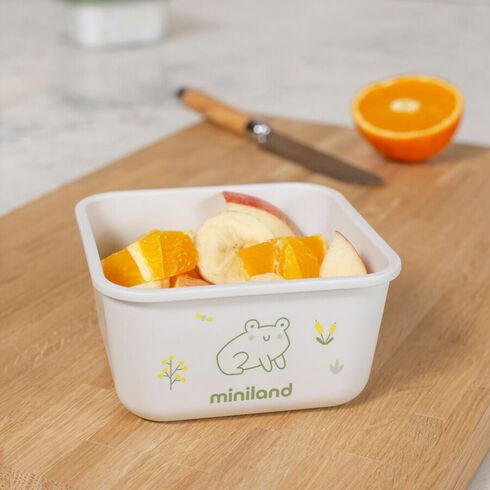 Set 2 recipiente ermetice mancare solida Frog Miniland, Culoare: Verde,poza 4