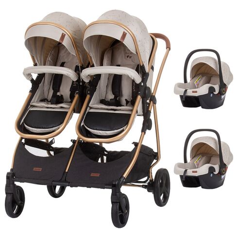 Carucior gemeni Chipolino Duo Smart 3 in 1 sand, Culoare: Crem - poza 2 - ExclusivMAG.ro