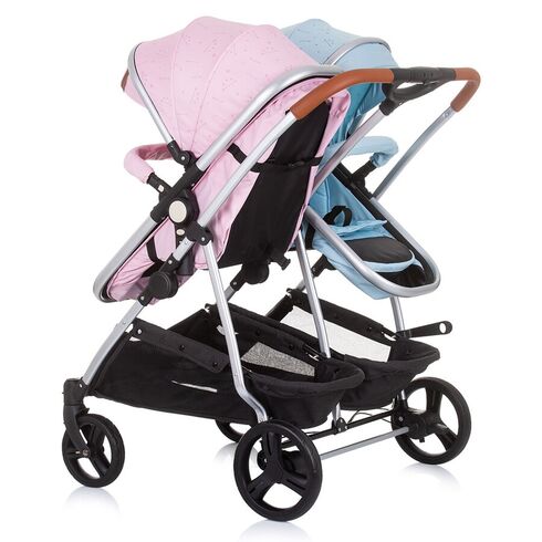 Carucior gemeni Chipolino Duo Smart 3 in 1 rose water sky, Culoare: Albastru/Roz - poza 5 - ExclusivMAG.ro
