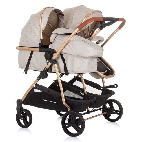 Carucior gemeni Chipolino Duo Smart 2 in 1 sand, Culoare: Crem - poza 3 - ExclusivMAG.ro