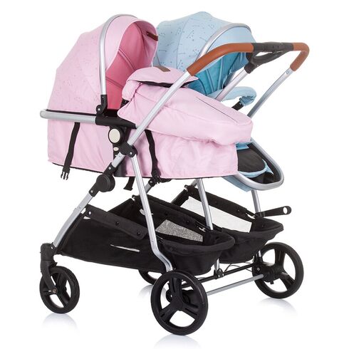 Carucior gemeni Chipolino Duo Smart 3 in 1 rose water sky, Culoare: Albastru/Roz - poza 4 - ExclusivMAG.ro