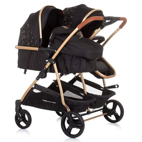 Carucior gemeni Chipolino Duo Smart 2 in 1 ebony, Culoare: Negru - poza 3 - ExclusivMAG.ro