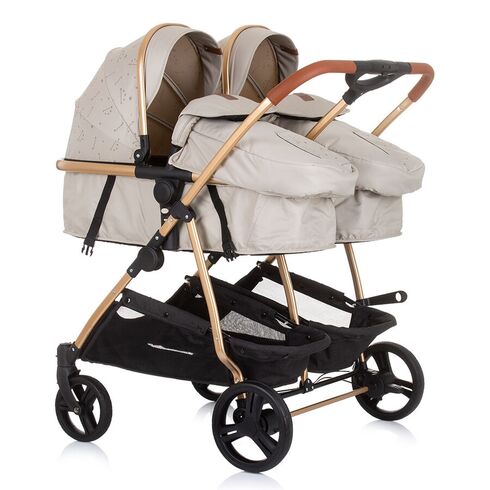 Carucior gemeni Chipolino Duo Smart 3 in 1 sand, Culoare: Crem - poza 3 - ExclusivMAG.ro
