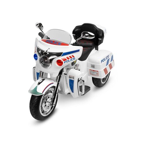 Motocicleta cu roti din spuma EVA Toyz RIOT 12V Politie, Culoare: Alb