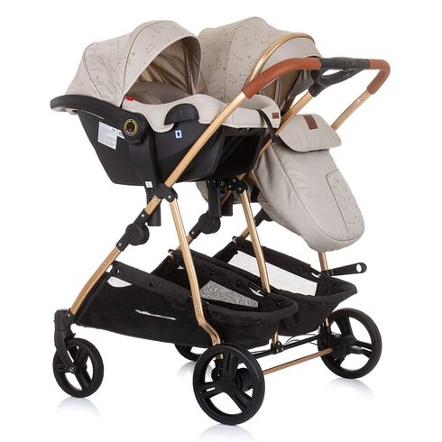 Carucior gemeni Chipolino Duo Smart 3 in 1 sand, Culoare: Crem - poza 11 - ExclusivMAG.ro