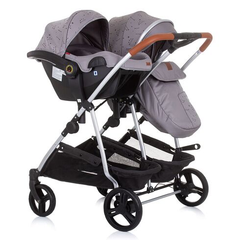 Carucior gemeni Chipolino Duo Smart 3 in 1 graphite, Culoare: Gri - poza 11 - ExclusivMAG.ro