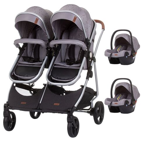 Carucior gemeni Chipolino Duo Smart 3 in 1 graphite, Culoare: Gri