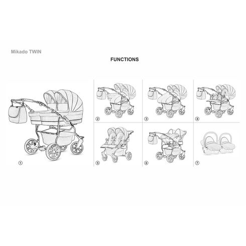 Carucior pentru gemeni Mikado TWIN 2023 T-10 2 in 1, Culoare: Gri,poza 2  - ExclusivMAG.ro Carucior pentru gemeni Mikado TWIN 2023 T-10 2 in 1, Culoare: Gri,poza 2