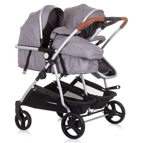 Carucior gemeni Chipolino Duo Smart 2 in 1 graphite, Culoare: Gri - poza 3 - ExclusivMAG.ro