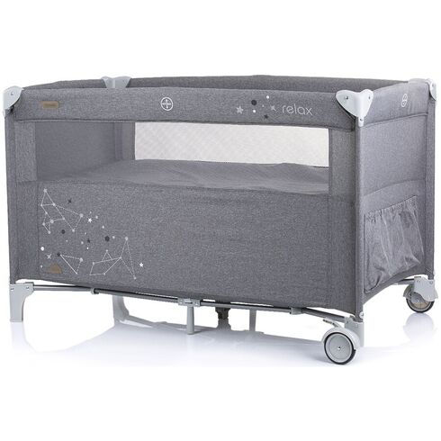 Patut pliabil Chipolino Relax glacier linen cu laterala culisanta, Culoare: Gri, Dimensiuni: 120x60,poza 4