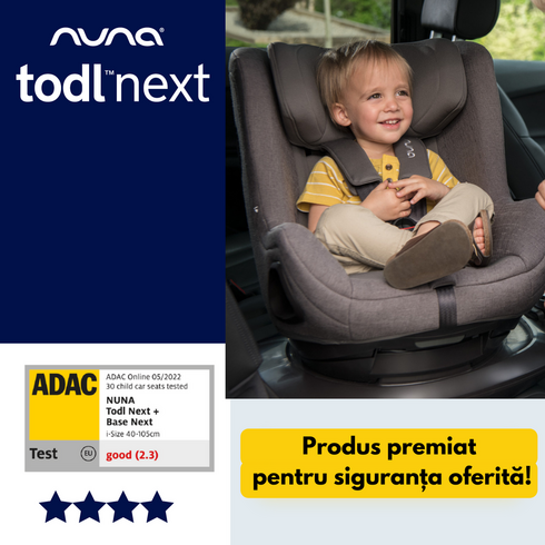 Set Scaun auto rotativ Nuna i-Size TODL next Caviar, 40-105 cm + Baza isofix BASE next i-Size pentru TODL next, Culoare: Negru, Grupa: 0-18kg (0 luni - 4 ani),poza 9