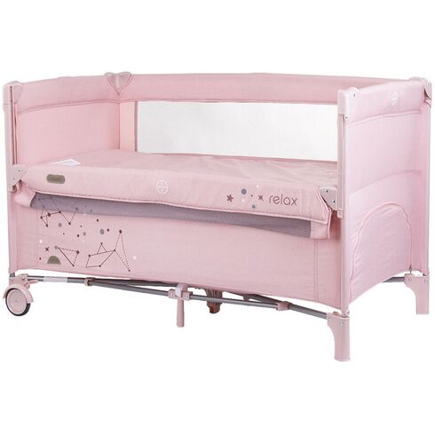 Patut pliabil Chipolino Relax rose linen cu laterala culisanta, Culoare: Roz, Dimensiuni: 120x60