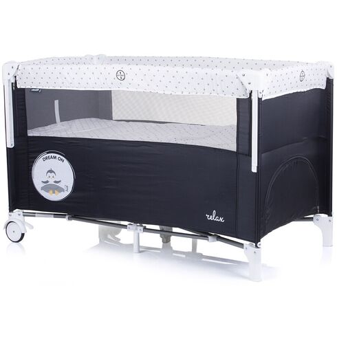 Patut pliabil Chipolino Relax ebony cu laterala culisanta, Culoare: Negru, Dimensiuni: 120x60,poza 3