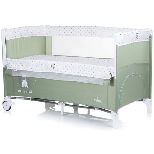 Patut pliabil Chipolino Relax aloe cu laterala culisanta, Culoare: Verde, Dimensiuni: 120x60,poza 3