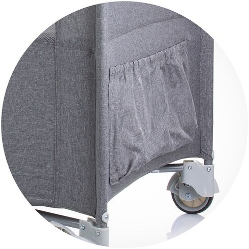Patut pliabil Chipolino Relax glacier linen cu laterala culisanta, Culoare: Gri, Dimensiuni: 120x60,poza 7