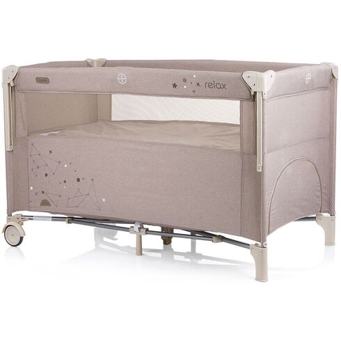 Patut pliabil Chipolino Relax sand linen cu laterala culisanta, Culoare: Crem, Dimensiuni: 120x60,poza 3