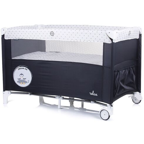 Patut pliabil Chipolino Relax ebony cu laterala culisanta, Culoare: Negru, Dimensiuni: 120x60,poza 4