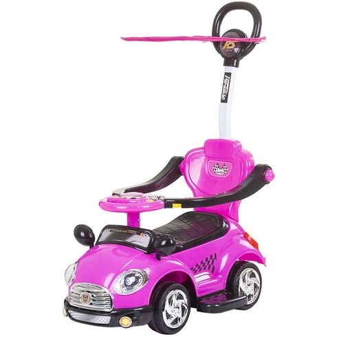 Masinuta de impins Chipolino Super Car pink cu maner si copertina, Culoare: Roz