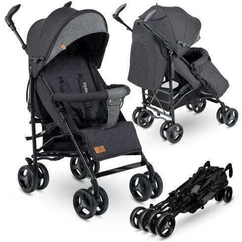 Carucior sport Lionelo Irma, Black/ Dark Grey, Culoare: Gri/Negru, Model: sport,poza 2
