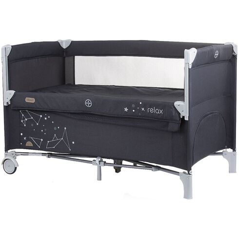 Patut pliabil Chipolino Relax ebony linen cu laterala culisanta, Culoare: Negru, Dimensiuni: 120x60,poza 2