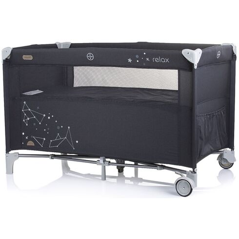 Patut pliabil Chipolino Relax ebony linen cu laterala culisanta, Culoare: Negru, Dimensiuni: 120x60,poza 4