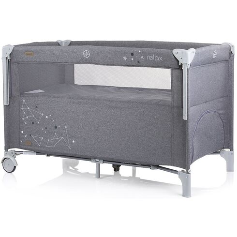 Patut pliabil Chipolino Relax glacier linen cu laterala culisanta, Culoare: Gri, Dimensiuni: 120x60,poza 3