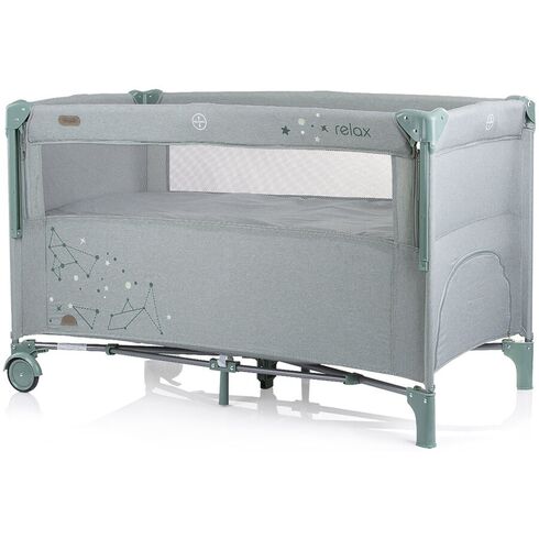 Patut pliabil Chipolino Relax aloe linen cu laterala culisanta, Culoare: Gri deschis, Dimensiuni: 120x60,poza 3