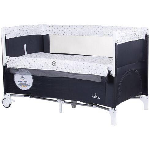 Patut pliabil Chipolino Relax ebony cu laterala culisanta, Culoare: Negru, Dimensiuni: 120x60,poza 2