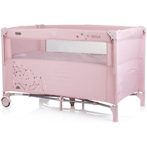 Patut pliabil Chipolino Relax rose linen cu laterala culisanta, Culoare: Roz, Dimensiuni: 120x60,poza 3