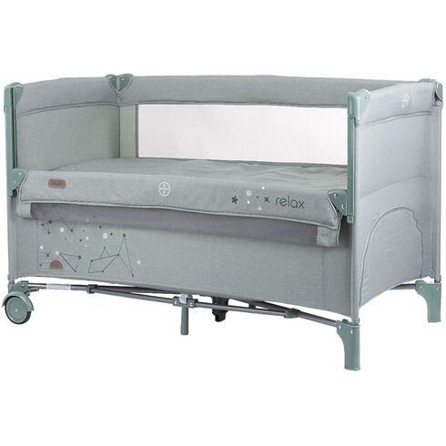 Patut pliabil Chipolino Relax aloe linen cu laterala culisanta, Culoare: Gri deschis, Dimensiuni: 120x60