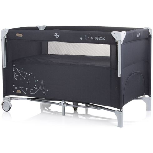 Patut pliabil Chipolino Relax ebony linen cu laterala culisanta, Culoare: Negru, Dimensiuni: 120x60,poza 3