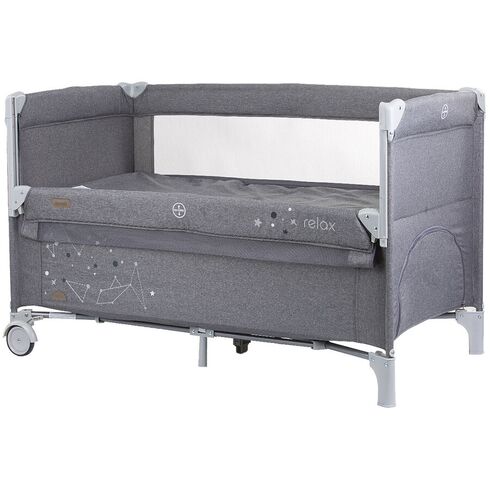 Patut pliabil Chipolino Relax glacier linen cu laterala culisanta, Culoare: Gri, Dimensiuni: 120x60,poza 2