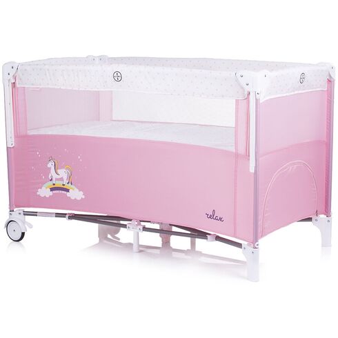 Patut pliabil Chipolino Relax rose water cu laterala culisanta, Culoare: Roz, Dimensiuni: 120x60,poza 3