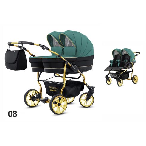 Carucior pentru gemeni Mikado GOLDSTAR 2 in 1 GS-08, Culoare: Multicolor