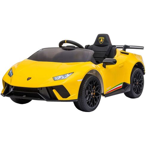 Masinuta electrica Chipolino Lamborghini Huracan yellow cu scaun din piele si roti EVA, Culoare: Galben, Capacitate acumulator: 12V