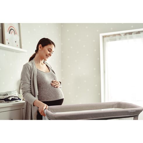Patut cu cadru din Lemn Goodnight Grey BabyGo, Culoare: Gri, Dimensiuni: 80x50,poza 3
