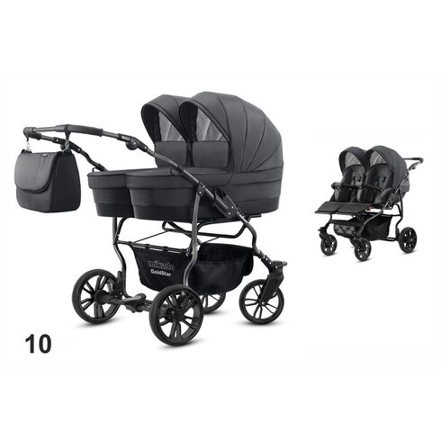 Carucior pentru gemeni Mikado GOLDSTAR 2 in 1 GS-10, Culoare: Gri