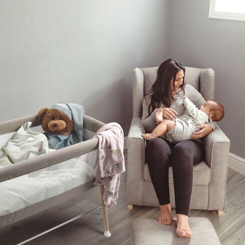 Patut cu cadru din Lemn Goodnight Grey BabyGo, Culoare: Gri, Dimensiuni: 80x50,poza 5