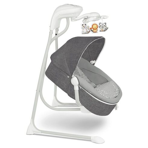 Balansoar electric, Leagan si sezlong pentru bebelusi, Lionelo Henny, 3 in 1, Gri Inchis, Culoare: Gri,poza 3