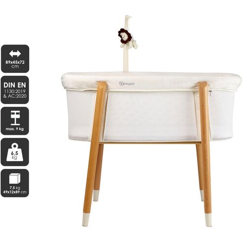 Patut cu cadru din Lemn si Bara de Jucarii Sleepgood Mesh BabyGo,poza 3