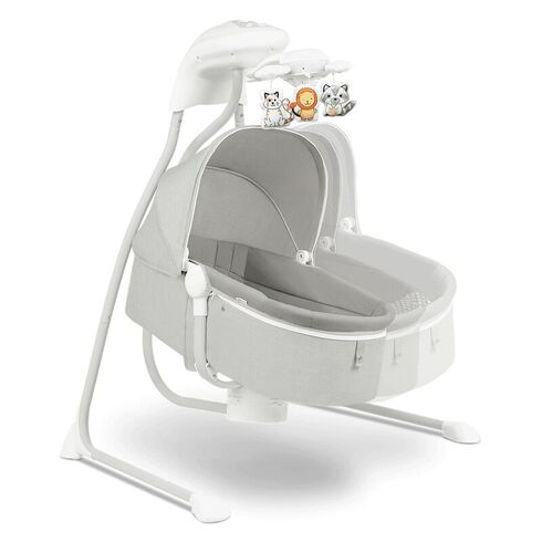 Balansoar electric, Leagan si sezlong pentru bebelusi, Lionelo Henny,3 in 1,Gri Deschis, Culoare: Gri deschis,poza 6