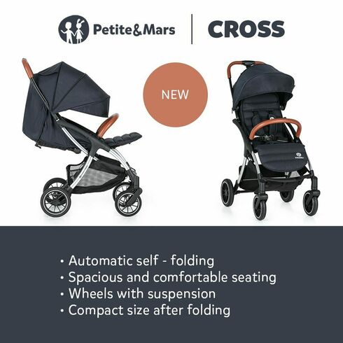 Carucior sport Petite&Mars Cross, Autopliabil, 6 luni+, pana la 22 kg, Albastru, Culoare: Albastru, Model: sport,poza 5