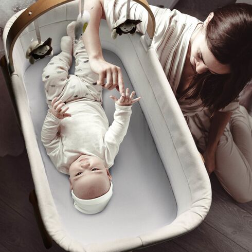 Patut cu cadru din Lemn si Bara de Jucarii Sleepgood Mesh BabyGo,poza 5