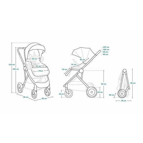 Carucior Lionelo Amber 2 in 1, Pana la 22 kg, Roz, Culoare: Roz, Model: 2 in 1,poza 9