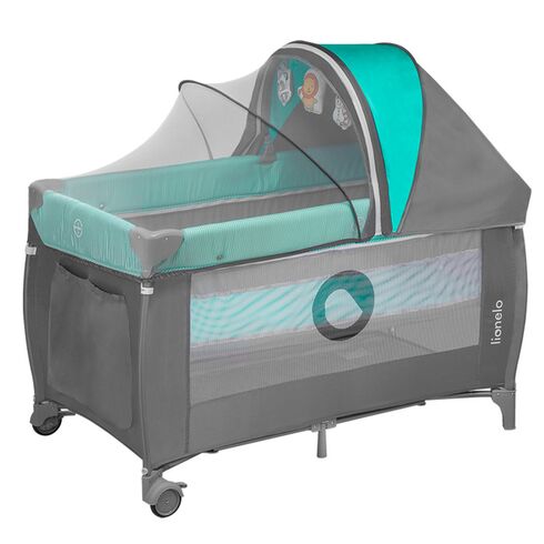 Patut pliant cu doua nivele Lionelo Sven Plus,120x60 cm,Turcoaz/Gri, Culoare: Turquoise, Dimensiuni: 120x60,poza 2