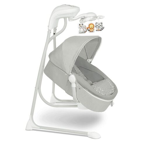 Balansoar electric, Leagan si sezlong pentru bebelusi, Lionelo Henny,3 in 1,Gri Deschis, Culoare: Gri deschis,poza 3